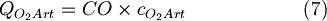  Q_{O_{2}Art} = CO \times c_{O_{2}Art}  \qquad \qquad \qquad(7)