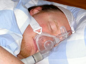Patient connected to CPAP